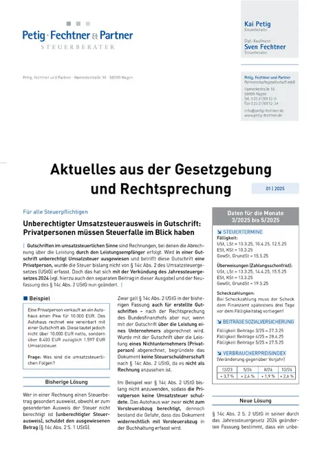 Quartals-Rundschreiben 01-2025